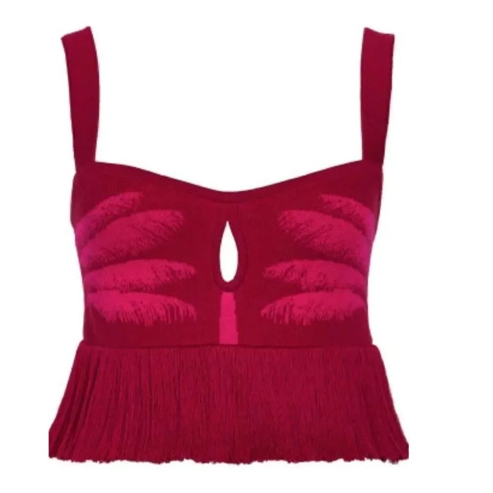 Johanna Ortiz Nativa Chan Chan Cotton Cropped Top in Tobacco NWT Size XL